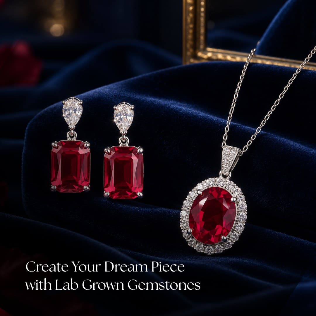 Ruby Drop Earrings & Pendant